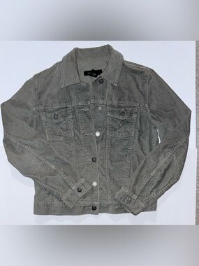 Calvin Klein Olive Green Corduroy Jacket Soft Stretch Button Front Woman’s
